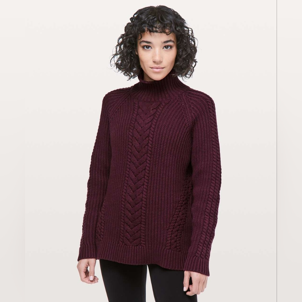 Lululemon Bring The Cozy Turtleneck Dark Adobe Burgundy Sweater Size US 4